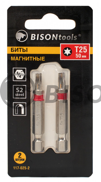 БИТЫ BisontoolsTools МАГНИТНЫЕ T-25_50мм 2шт