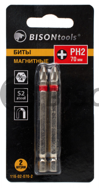 БИТЫ BisontoolsTools МАГНИТНЫЕ РН-2_150мм 2шт