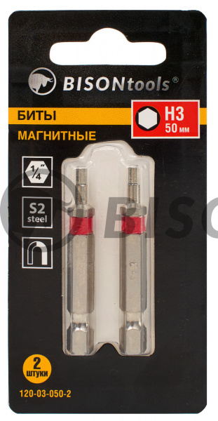 БИТЫ BisontoolsTools МАГНИТНЫЕ H-3_50мм 2шт